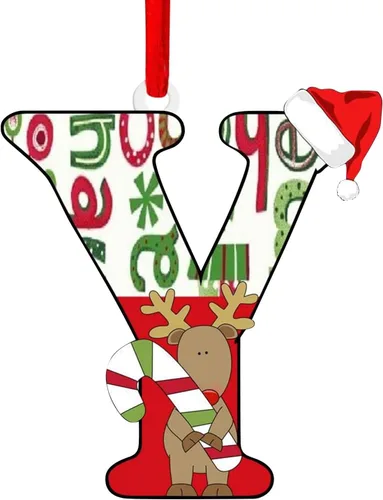 Vista 29 de Decoración colgante para árbol de Navidad de 26 letras, adornos para árbol de Navidad, adornos personalizados de 26 letras, decoración de Navidad