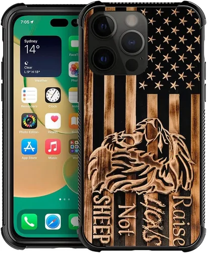 Vista 14 de Funda compatible con iPhone 14 Pro, fundas para mujeres y niñas, cielo azul, flor, luna y mariposa