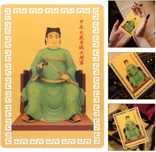 Vista 9 de BESTOYARD 2 tarjetas de amuleto chino Fengshui Tai Sui Golden 2024 Símbolo Fengshui Talismanes Tarjeta para Año Lunar Chino del Dragón Bendiciones