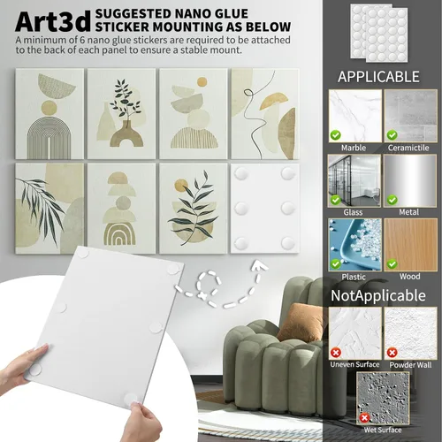 Vista 6 de Art3d paneles insonorizantes para pared 48"x32", paquete de 8 paneles acústicos de pared con arte, paneles de pared decorativos y absorbentes