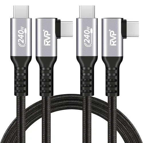 Vista 7 de Cable de datos USB-C (paquete de 2, 240 W), nailon trenzado de 48 V 5 A por RVP+