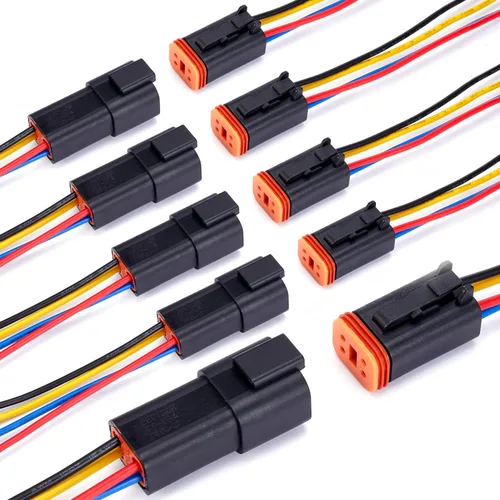 Vista 10 de 5 pares de conectores DT de 2 pines, impermeables, conectores eléctricos automotrices Deutsch, macho y hembra, con cable de 16 AWG, para automóvil