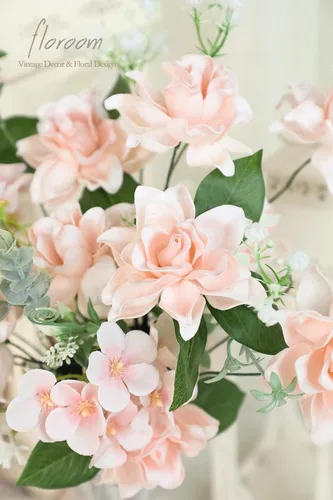 Vista 3 de Floroom - Flores artificiales de gardenia de 2.7" 25 unidades de aspecto real color rubor con tallos para manualidades, ramos de boda, centros