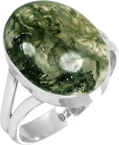 Vista 34 de Anillo hecho a mano de plata de ley 925 genuina grueso con piedras preciosas naturales ágata, cuarzo rosa, lapislázuli, ámbar ovalado, joyería