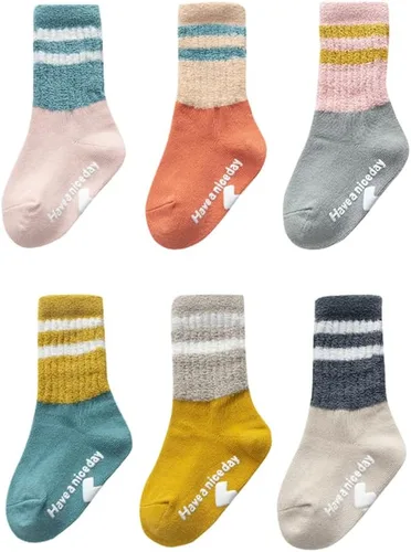 Vista 9 de Calcetines de algodón para bebés y niñas, calcetines de algodón para recién nacidos, antideslizantes, antideslizantes, para niños pequeños