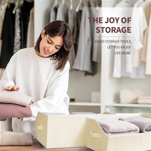 Vista 5 de Homsorout Organizador trapezoidal para armario, cestas grandes para organizar, caja de almacenamiento de tela para estantes, cubos de almacenamiento