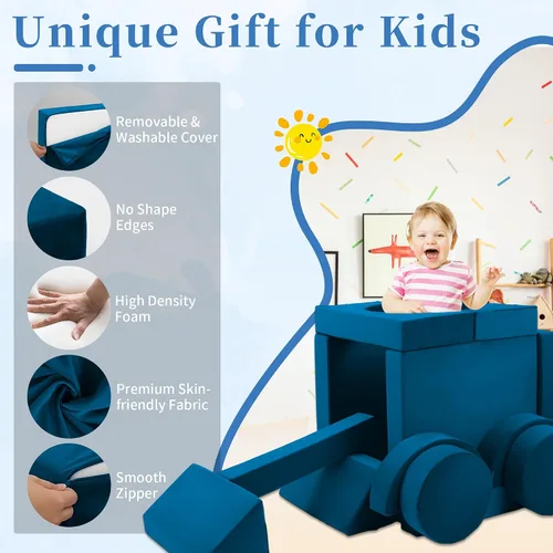 Vista 3 de Edbuosy Sofá para Niños Pequeños Modular - 18 piezas de sofás para niños para construir fortaleza, sofá de espuma convertible y cojín de juego