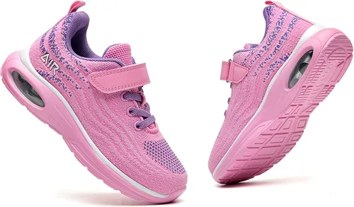 Vista 5 de SURRAY Zapatos deportivos para correr y caminar para niños y niñas, transpirables, antideslizantes, para gimnasio, deportes, a la moda