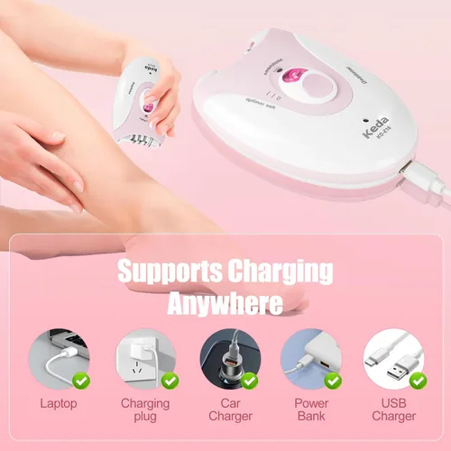 Vista 7 de Depiladora para mujeres, depiladoras con luz LED, dispositivo de depilación de doble velocidad, depilación facial para mujeres, inalámbrica
