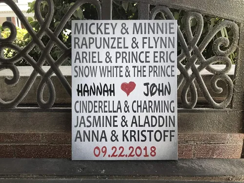 Vista 8 de Cartel personalizado con temática de Disney, regalo de boda, lienzo personalizado, parejas de Disney, personalizado para novia y novio, gran regalo