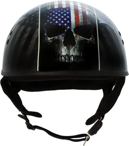Vista 8 de Hot Leathers HLD1042 Casco de calavera con diseño de bala de guerrero negro brillante avanzado aprobado por DOT