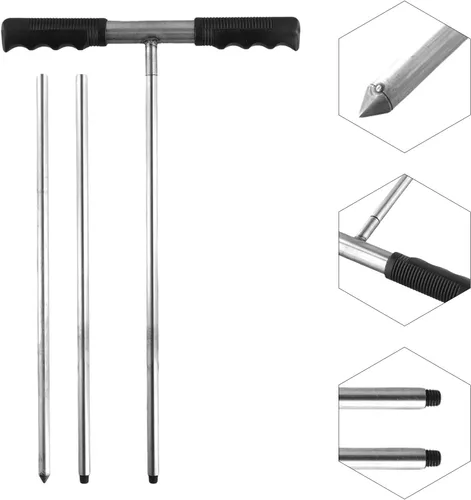 Vista 4 de Varilla de sonda de suelo de acero inoxidable de 32 a 48 pulgadas ajustable para localizar tuberías subterráneas de tanque séptico y herramienta