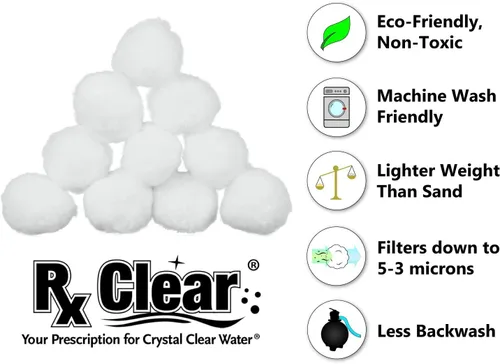 Vista 2 de Rx Clear Filtro de brillo blanco para filtros de arena de piscina, alternativa a la arena y el vidrio filtrante, tecnología especial que ayuda a