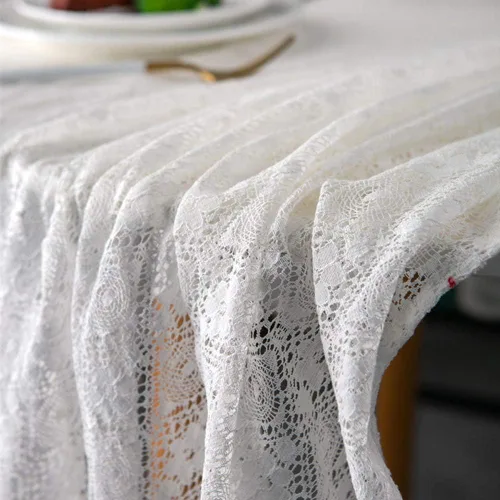 Vista 3 de AMZALI Classic Collection - Mantel de encaje de ganchillo de algodón, a prueba de polvo, para mesa de bufé, cena de vacaciones, fiesta, banquete