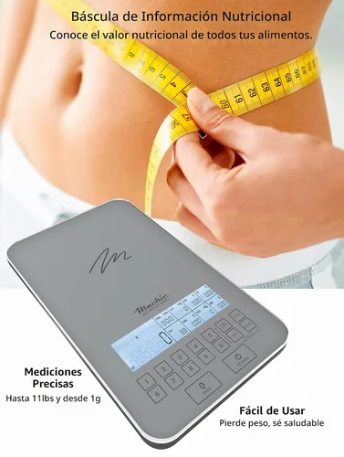Vista 5 de Báscula nutricional de NutraTrack™ con vidrio de grado alimenticio, perfecta para contar calorías, preparación de comidas y pérdida