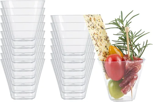 Vista 4 de Restaurantware Vasos de degustación de 4 onzas, 100 tazas cuadradas de plástico para aperitivos, reciclables, resistentes a las grietas, de plástico