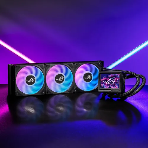 Vista 2 de ASUS ROG RYUJIN III 360 ARGB EXTREME enfriador líquido de CPU AIO todo en uno, AMD Ryzen 9000 e Intel® Core™ Ultra Ready, bomba Asetek Gen8 V2