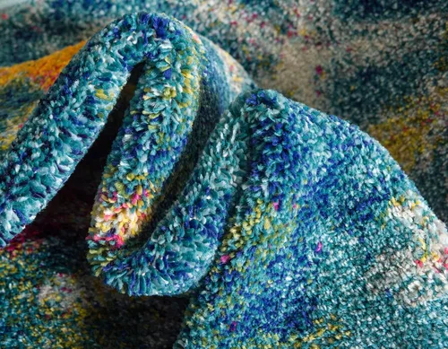 Vista 7 de Alfombra moderna Positano de estilo costero de Loom, Polipropileno, Azul marino