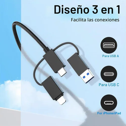 Vista 3 de USB C Lightning USB3.0 Lector de múltiples tarjetas para SD CF XD MS Micro SD TF, 7 en 1 lector de tarjetas de memoria adaptador Hub
