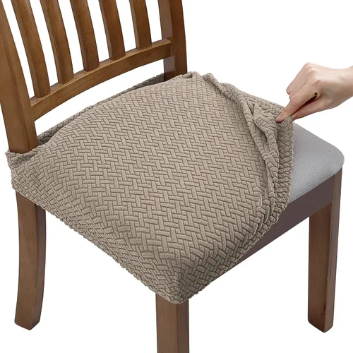 Vista 8 de Fuloon Fundas de Asiento de Silla Elásticas Impermeables 4 PCS, Fundas de Silla de Comedor Removibles Lavables Fundas Deslizables de Cojín