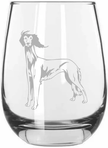 Vista 486 de Shar Pei (chino) - Vaso de vino sin tallo grabado para perro, 15.25 onzas