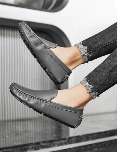 Vista 2 de VANDESK Mocasines casuales para hombre, mocasines suaves para hombre, ligeros, para conducir, barco, zapatos de oficina, zapatos de vestir blancos