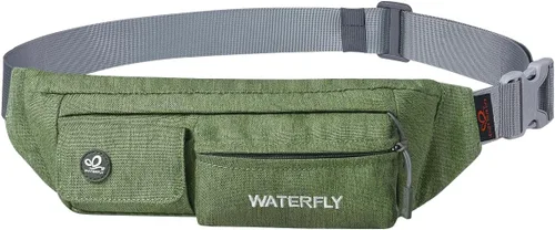 Vista 19 de WATERFLY Riñonera para Mujeres y Hombres Resistente al Agua Pequeña Bolsa de Cintura Delgada con 4 Bolsillos Bolsa Cruzada Ligera para el Pecho que