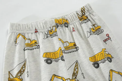 Vista 6 de Little Hand Pijamas de algodón para niños pequeños, conjunto de pijamas de manga larga para excavadora