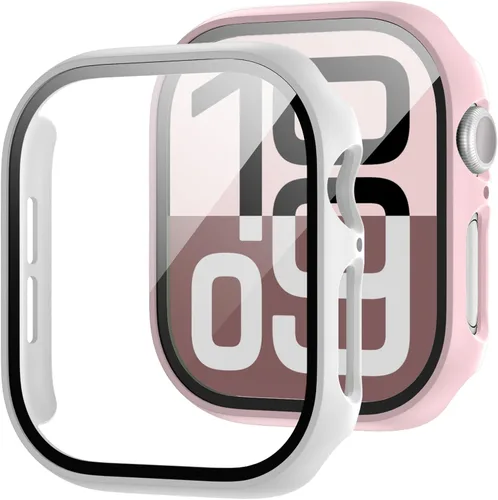 Vista 21 de JZK - 2 fundas con protector de pantalla de vidrio templado para Apple Watch Series 3/2/1 de 38 mm, ultradelgadas, de cobertura completa Negro/Negro