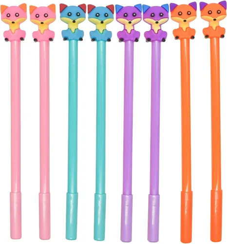 Vista 7 de 12 Uds lindo Kawaii Fox Bolígrafos Novedad Dibujos Animados Animal Gel Pen Foxes Pen 0.020 in Tinta Negra Para La Escuela Casa Oficina Papelería