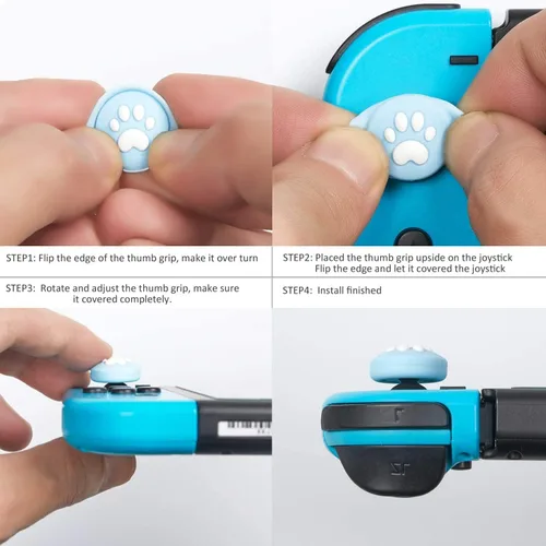 Vista 5 de Cute Silicone Joycon Thumb Grip Caps for Nintendo SwitchOLEDLite Console, Cute Cat Paw Shape Kawaii Silicone Joystick Cover Replacement Thumb Grip