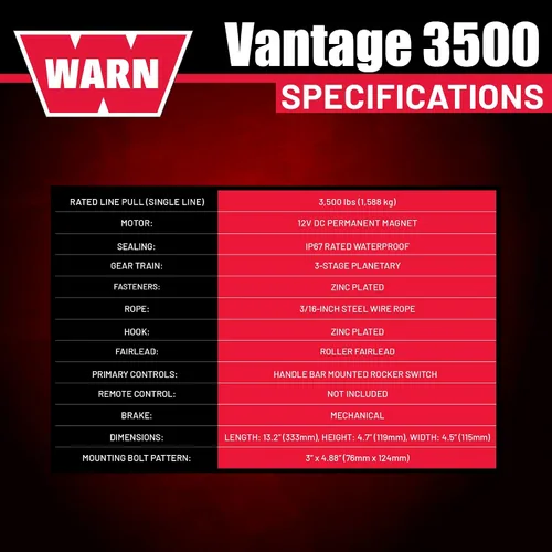 Vista 5 de Cabrestante Warn ProVantage 3500-S, 3500 libras Capacidad:, Negro