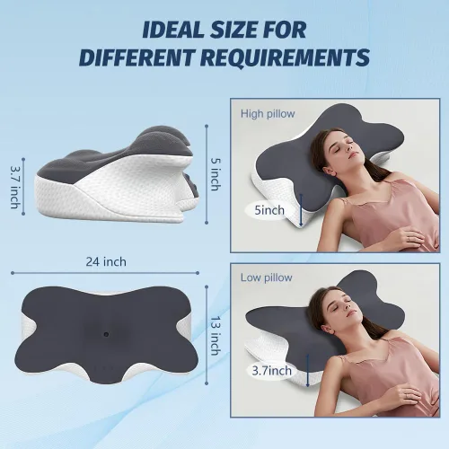Vista 3 de Almohada cervical para aliviar el dolor de cuello, almohada ergonómica de apoyo para el cuello para dormir, almohada de espuma viscoelástica
