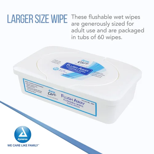 Vista 4 de Dynarex DynaCare Toallitas desechables para baño, toallitas húmedas para higiene de baño, sin alcohol, seguras para alcantarillas y sistemas