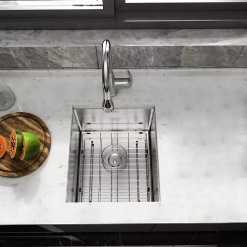 Vista 3 de TORVA Fregadero de Montaje Bajo para Cocina de 13 x 15 Pulgadas, Fregadero de Barra de Acero Inoxidable 304 Premium - Cuenca Profunda de 8 Pulgadas