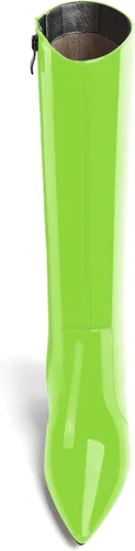 Vista 87 de AMBELIGHT Botas altas hasta la rodilla con cremallera y puntera puntiaguda para mujer, de patente sólida, tacón alto, 3.3 pulgadas