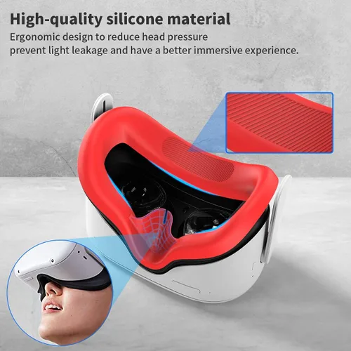 Vista 4 de 3 en 1 para Oculus Quest 2 accesorios, Quest 2 VR cubierta facial de silicona impermeable para controlador, funda de protección contra caídas