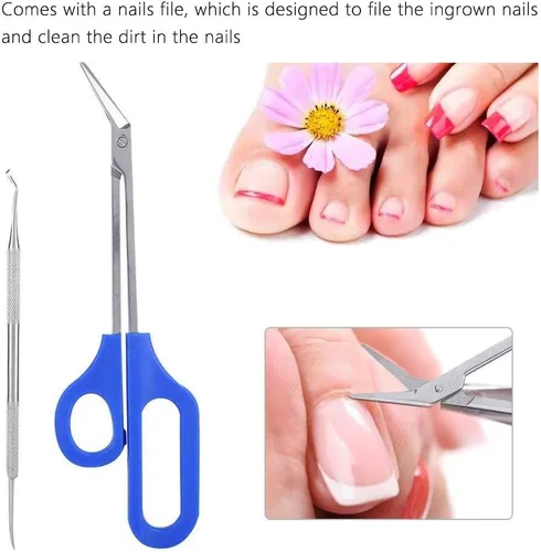 Vista 4 de Toenail Scissors,Long Handled Toenail Scissors Clippers For Thick Toe Nails Handle Unique Design Ergonomic Cuticle Scissor Ingrown Toenail File