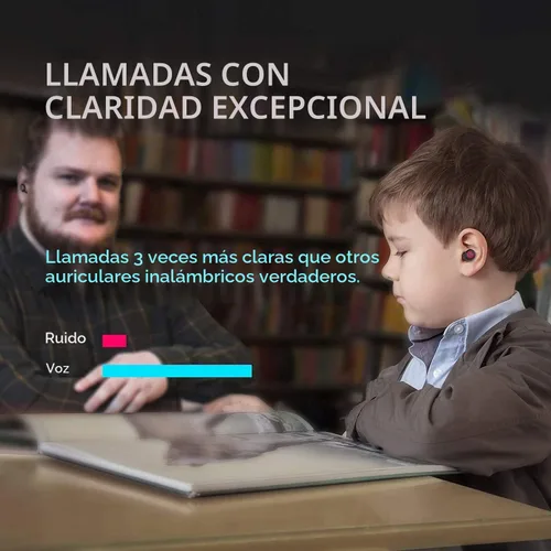 Vista 7 de Auriculares inalámbricos para niños con orejas pequeñas, auriculares con control táctil, auriculares in-ear inalámbricos, auriculares Bluetooth 5.3