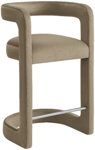 Vista 14 de Modway Winslow Performance - Taburete de terciopelo con reposapiés de acero inoxidable en alabastro