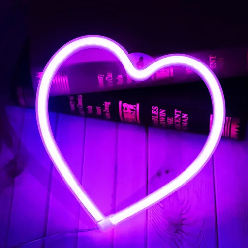 Vista 8 de Letreros de neón con forma de corazón para el día de San Valentín, luces LED de amor con USB y pilas para el hogar, pared, día de la madre, boda