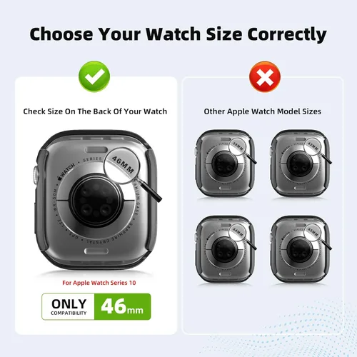 Vista 2 de YIJDACASE - Juego de 2 estuches impermeables para protector de pantalla de Apple Watch Series 10 Series 11 (2025) 46mm con vidrio templado