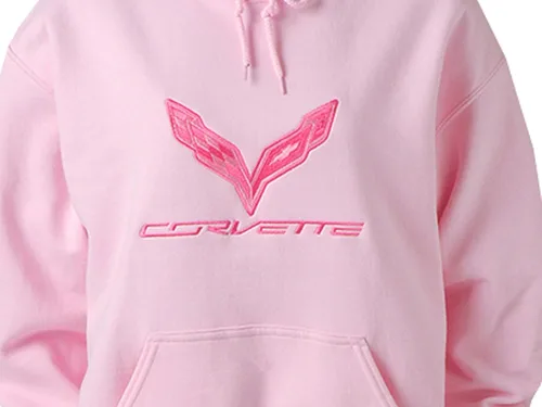 Vista 2 de Corvette C7 señoras rosa sudadera con capucha