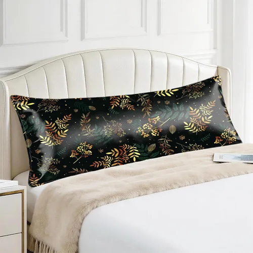 Vista 65 de EXQ Home - Funda de almohada de satén para cuidar el cabello y la piel, tamaño estándar, de seda con estampado negro, juego de 2 fundas con cierre