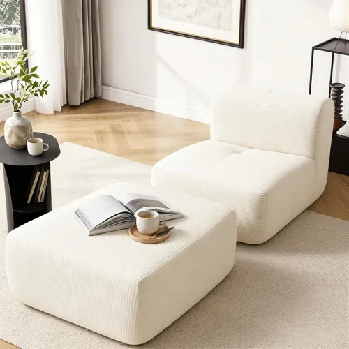 Vista 10 de Sofá Seccional Modular Cloud de 120", Sofá Sin Estructura, Sofás Tapizados en Forma de L con Asiento Profundo, Sofás de Pana Modernos y Acogedores