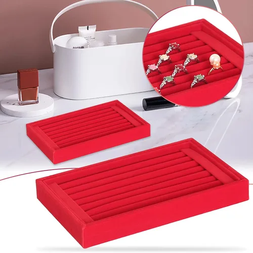 Vista 2 de Caja de joyería organizadora para mujeres y niñas, caja completa, aretes, bandeja de joyería, anillo de terciopelo, caja de joyería, caja