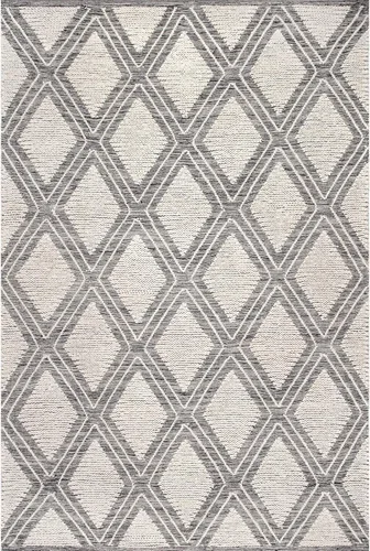 Vista 3 de nuLOOM Amada - Alfombra de algodón con textura de diamantes tejidos a mano, 5 x 8, marfil