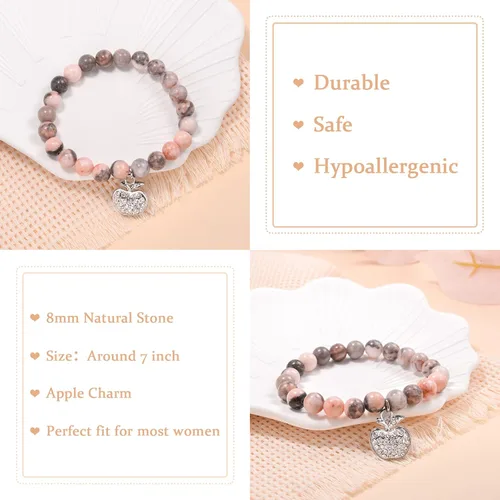 Vista 2 de Regalos de agradecimiento a profesores para mujeres, regalo de graduación para él y ella, pulseras de piedra natural, clase de 2025