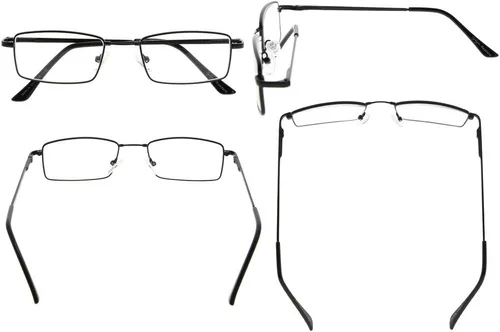 Vista 2 de Eyekepper Anteojos de lectura con bisagras de resorte con puente de titanio de memoria flexible para hombres y mujeres (negro, +0.50)
