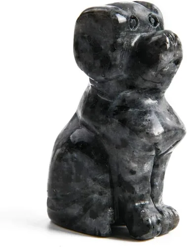 Vista 10 de YGLINE Figura de animales de cristal tallada para perro, escultura de estatua de cachorro, decoración para el hogar Jaspe dálmata